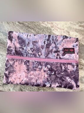 Makeup Junkie Bags Large Purple Crushed Velvet Cosmetic Pouch Zip Makeup Bag